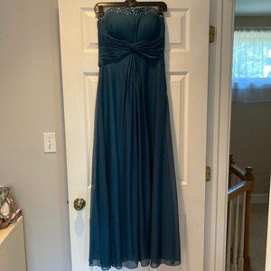 Strapless Long Formal Dress - Dark Teal Green - 6